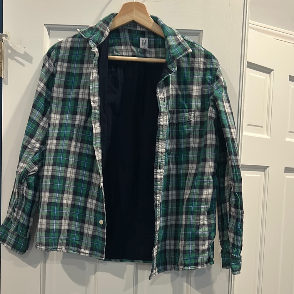 GAP Green and Blue Button Down Shirt